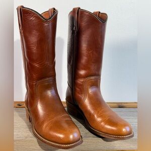 Vintage Men's Stetson Campus Boots Size 8.5 D Brown Marbled Western Cowboy USA